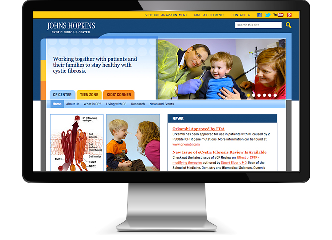 Johns Hopkins Cystic Fibrosis website home page