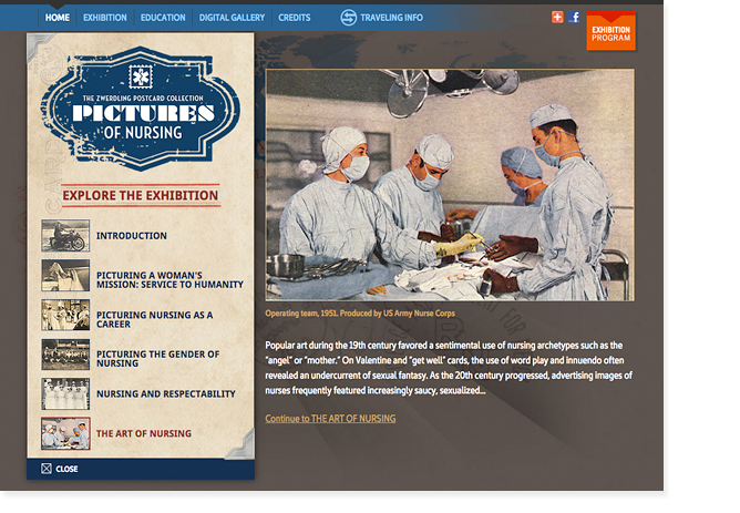 Pictures of Nursing website home page menu