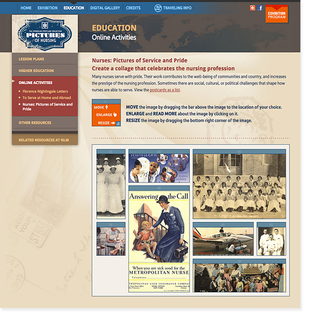 Pictures of Nursing website collage interactive